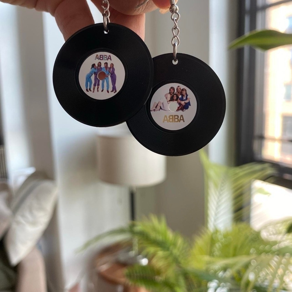 Abba Mini Vinyl Disc Earrings Music 90s - Picture 2 of 4